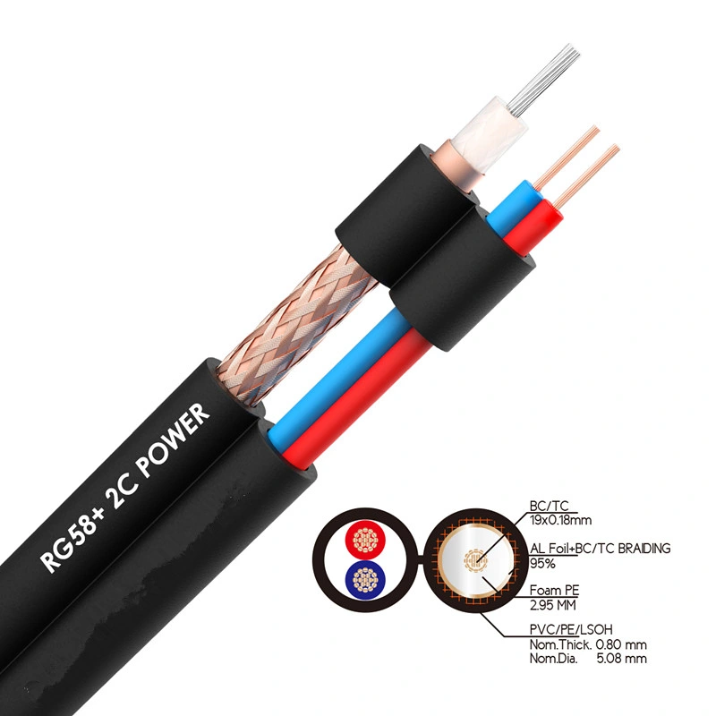 Coaxial Cable Rg59 +2c Power CCA/Cu for CATV Cable