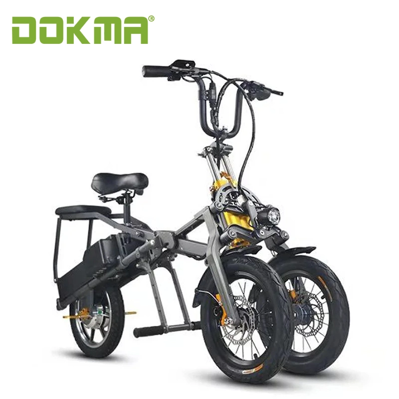 Dokma Foldable Mini Dirt 3-Wheels Bws E-Bikes 48V 500watt Double Battery Electric Bike Dual Suspension E-Bikes Foldable E-Scooter Women Electric Bike with Seat