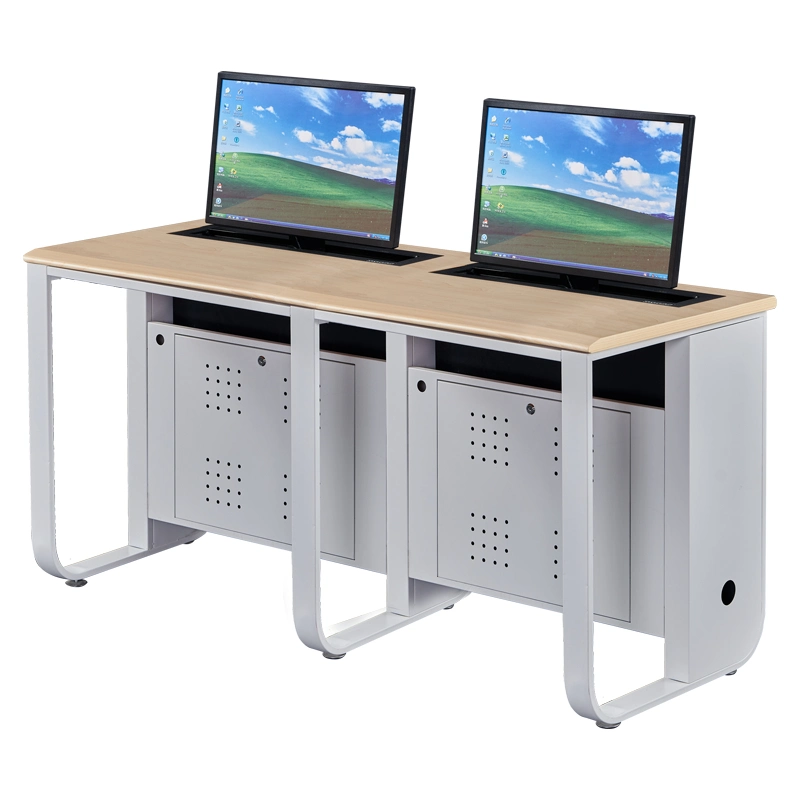 Sala de aula da sala de conferência da mesa de trabalho com computador e monitor motorizado moderno Training Desk