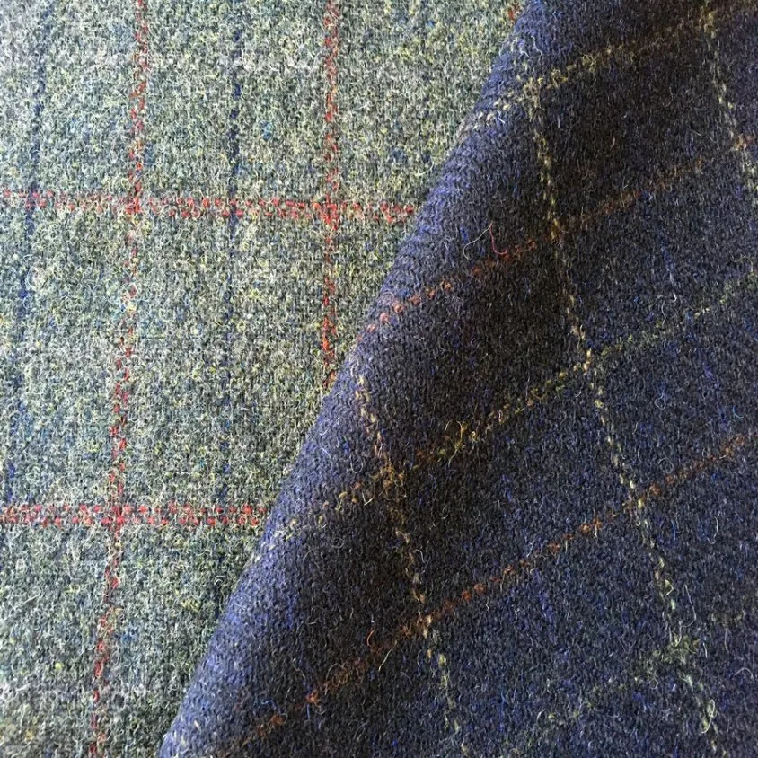 Pure 100% Wool Coarse Fabric, Britain Woolen Tweed Houndstooth Fabric, UK Style Coat Fabric 300GSM