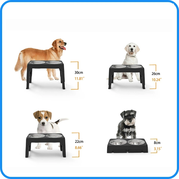 Accesorios para mascotas ajustable de acero inoxidable de doble Perro Bowl