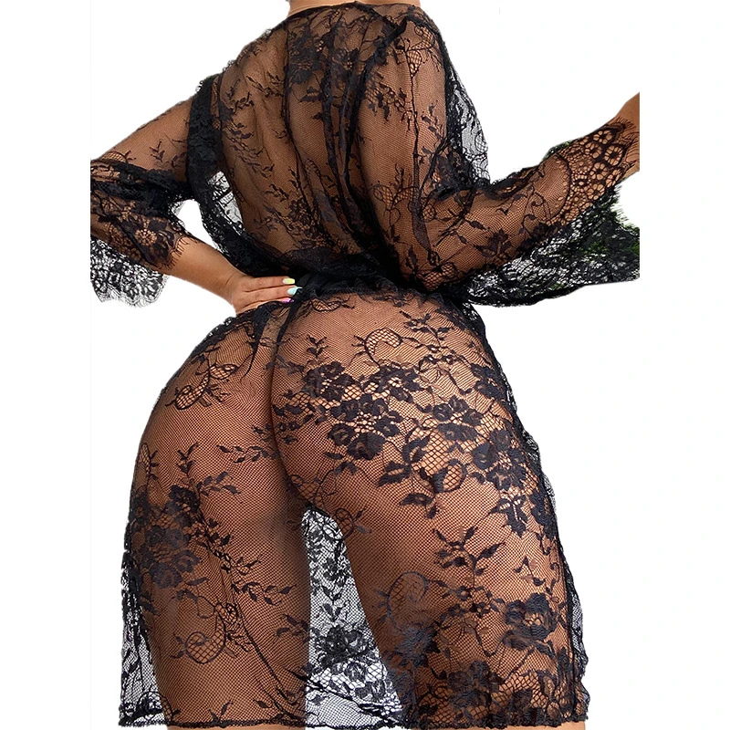 Wholesale/Supplier Sexy Lingerie Robe Seductive Ladies Sleepwear Lace Robes