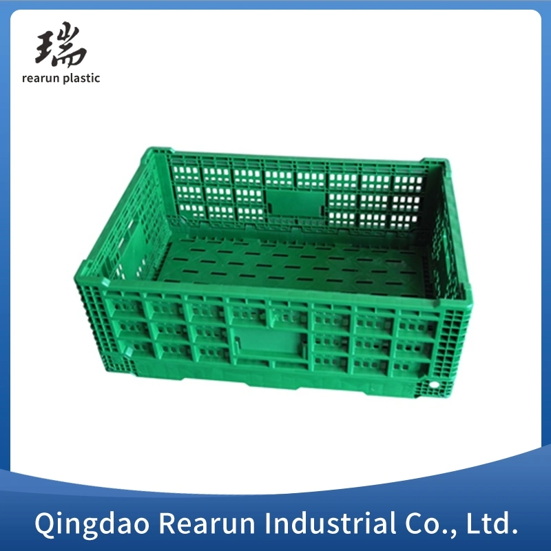 New Design Supermarket Ventilable Mesh Vegetable and Fruits Plastic Stackable Storage Crates Folding Basket