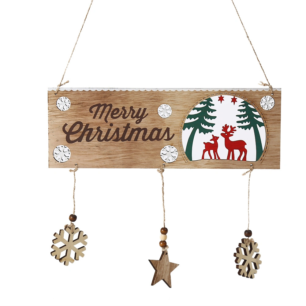 2023 Nouveau Joyeux Noël Star de la neige des ornements en bois de wapiti pendaison décoration avec Ratten viol pour décoration maison