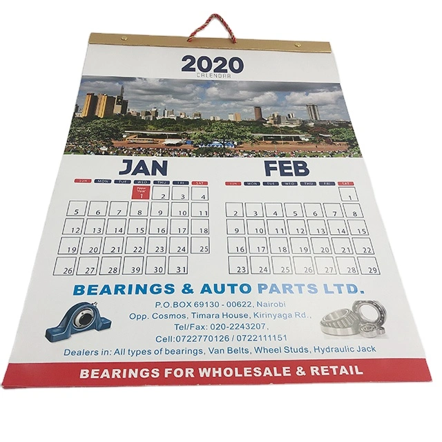 Wall Calendar Offset Print Company Gift Art Paper 2021 2022 Wall Calendar Printing with Hanging Rope