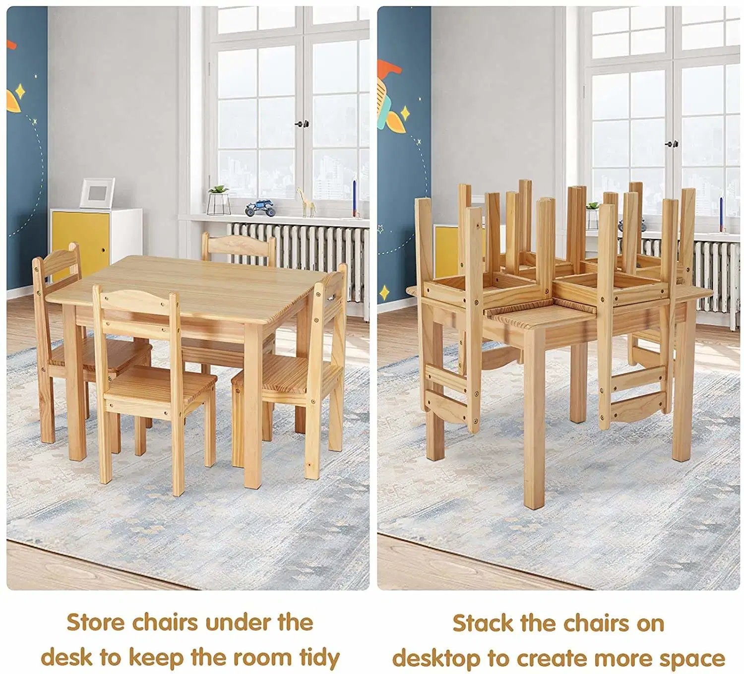 Kids Playroom Furniture Kindergarten Table Table and Chair Set
