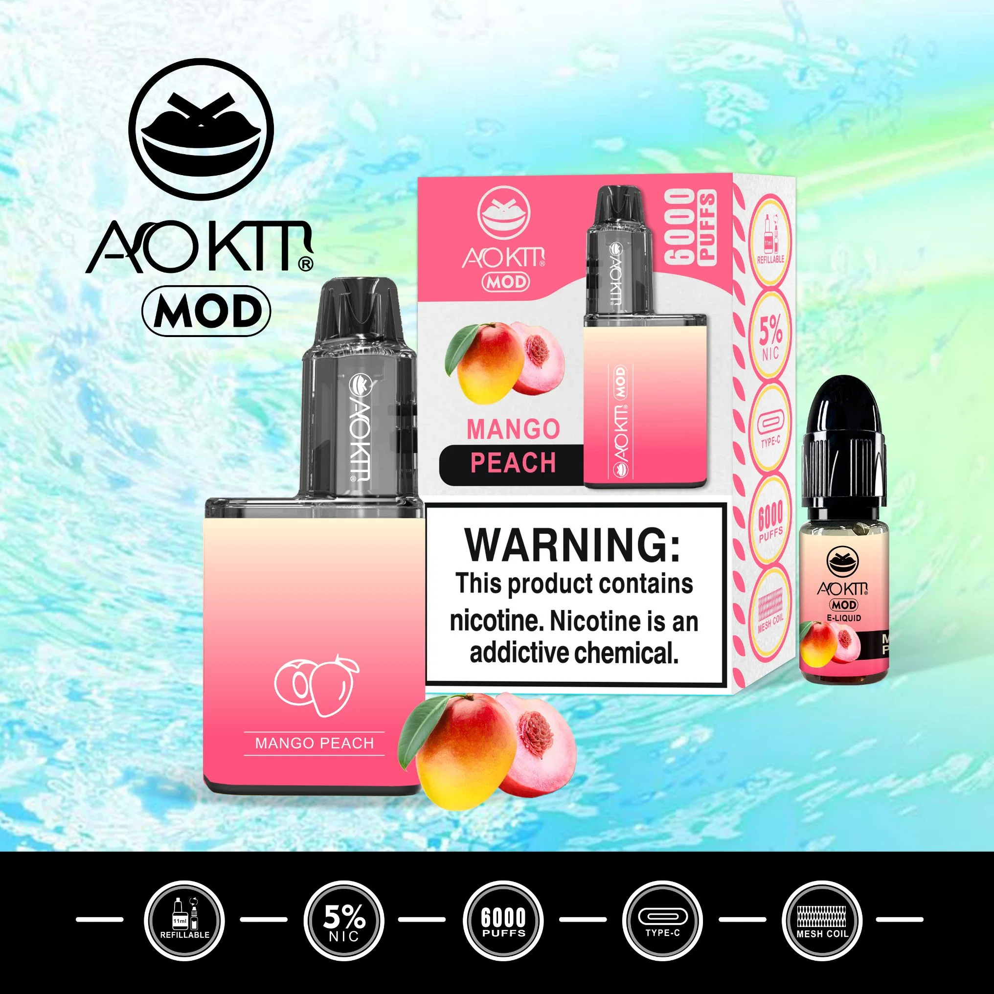 Mini vape Hot Sell Factory Aokit Mod 6000 Puff Disposable/Chargeable Vape Pen Wholesale/Supplier E Cigarette Distributor