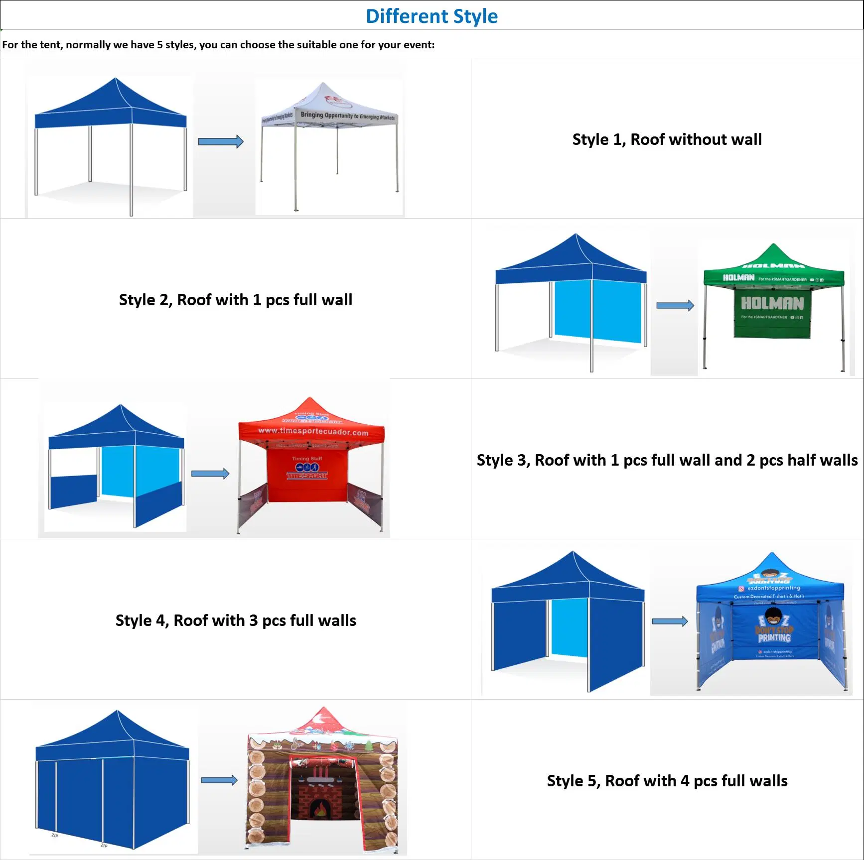 Digital Printing Small MOQ Beautiful Canopy Connect Tent