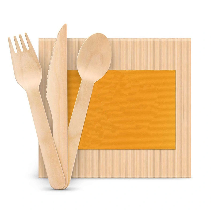 6.3 Inch Eco-Friendly Biodegradable Birchwood Disposable Cutlery Utensils Set