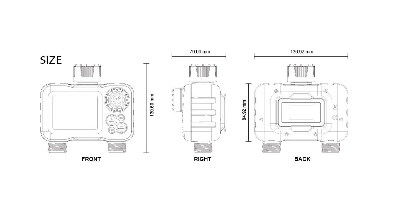 Outdoor Yard Electronic Automatic 2 Outlet Irrigation Garden Water Timer Watering System Controller