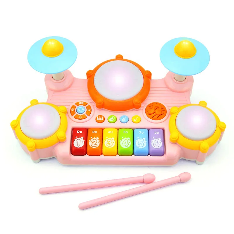 New Hot Selling Products Electric Cartoon Piano Musical Instruments Toys Cartoon Musical Drum Kit for Baby Play Musical Drum