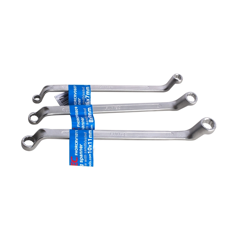 Fixtec Offset Box Wrench Set Metric 6-30mm 75-Degree Chrome Vanadium Steel Construction with Rolling Pouch