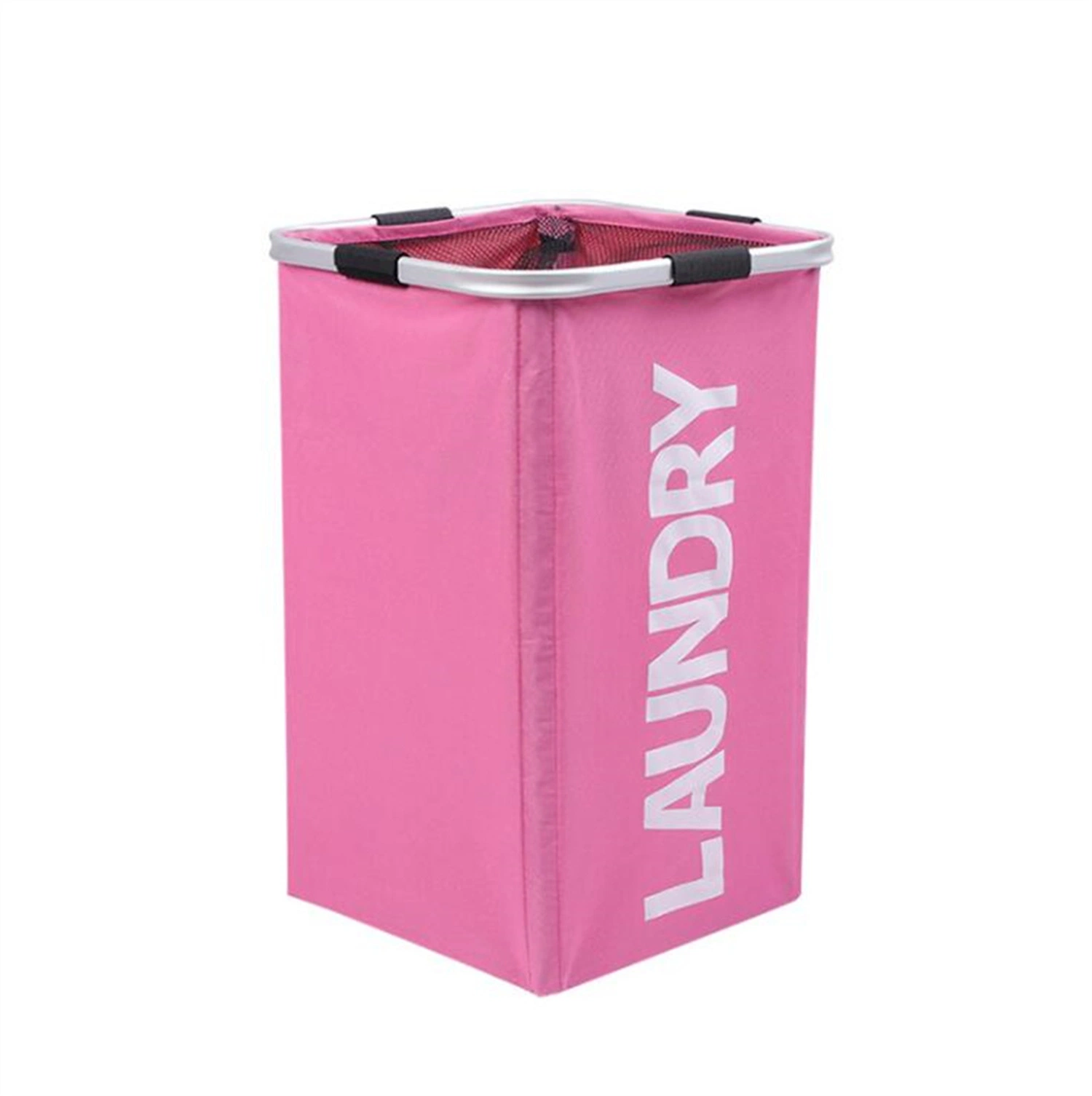 Pink Color Square Shape Waterproof Oxford Laundry Basket