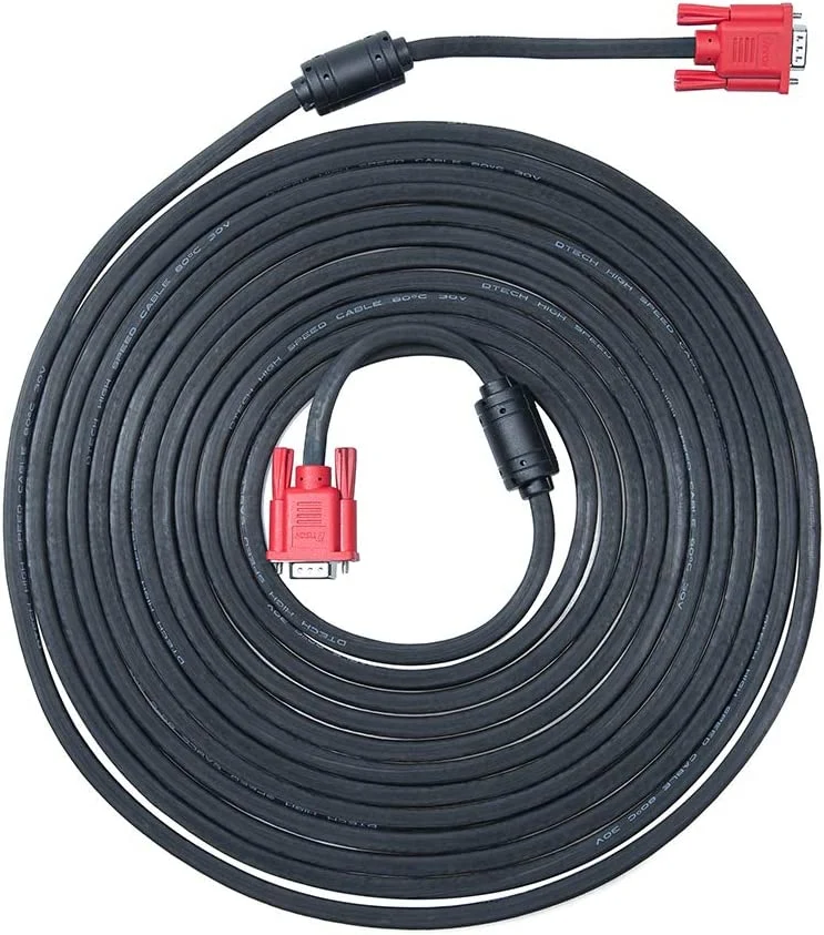 25FT VGA Cable Male to Male Connector with Dual Ferrite Cores 15 Pin SVGA Cord for Computer Monitor Laptop Projector (25 Feet, Black)