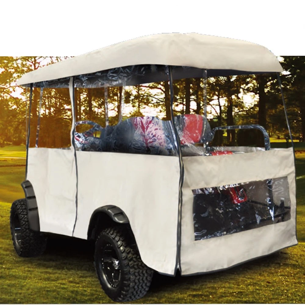 Cubierta de carrito de golf para 4 personas, 300D carcasa impermeable con ventanas transparentes, coche club, 4 lados Fairway Deluxe, carcasa de carrito de golf Wyz15438