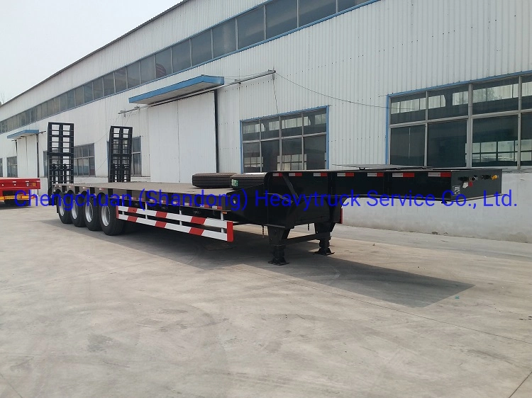 China 3 el eje de 60 toneladas Lowbed Lowboy muchacho baja la pala hidráulica usada remolque cama 80 Ton.