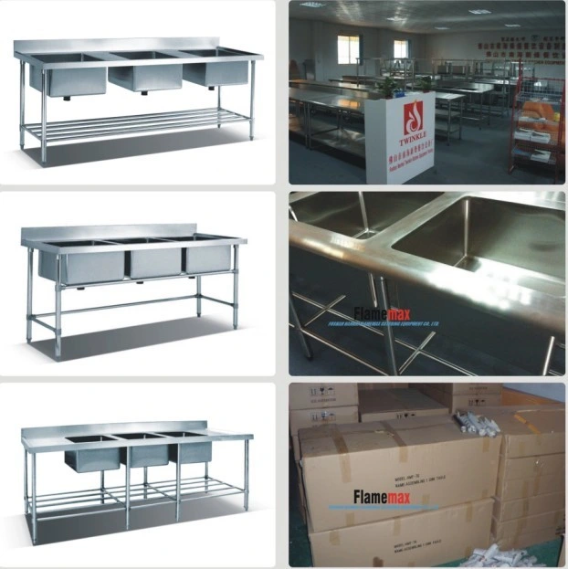 Stainless Steel Triple Sink Table (HST-718)