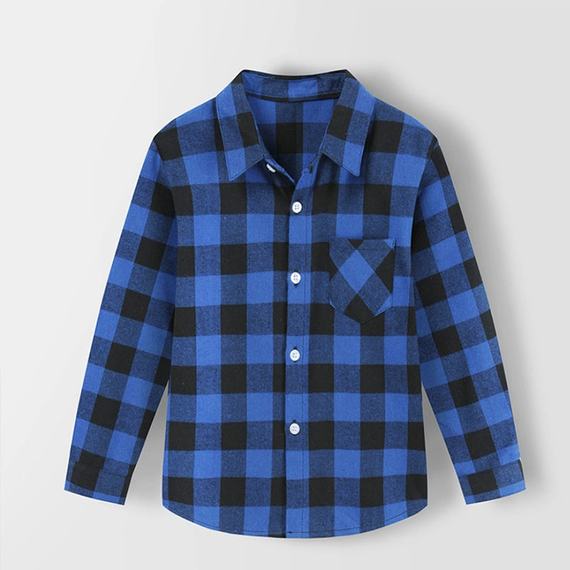 Custom Boys Shirts Classic Casual Flannel Plaid Child Shirts Kids School Blouse Red Tops Clothes Kids Children Plaid Years Kids Boy Wear