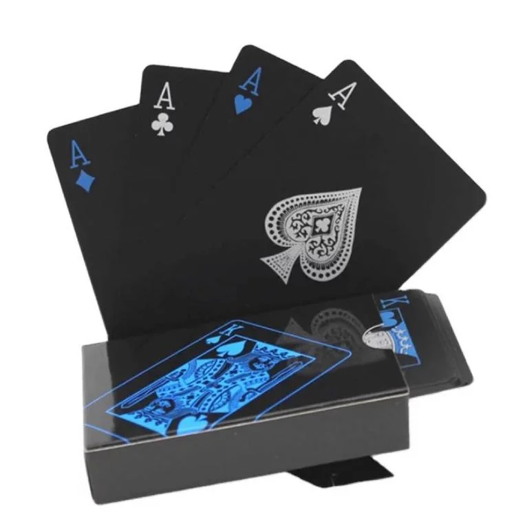 Texas Black игральные карты Gold Foil Пластиковые ПВХ печать Цвет Реклама игральные карты Досуг Развлечения Совет Игра Покер