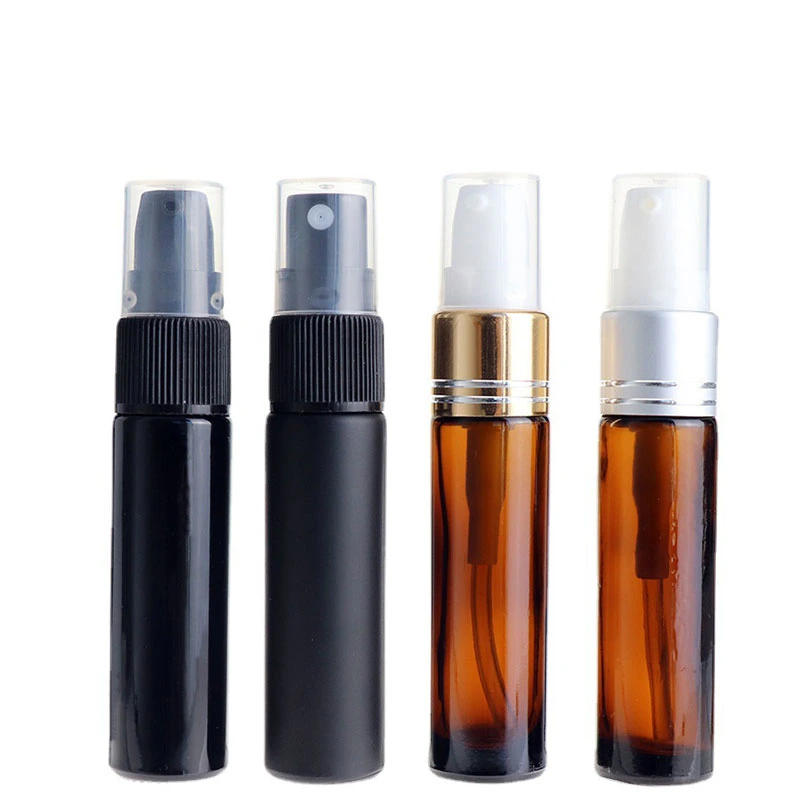 10ml Matt Black Amber Glass Spray Bottle Fine Mist Atomizers Empty Refillable Perfume Vials Travel Portable Cosmetic Bottle with Black Sprayer