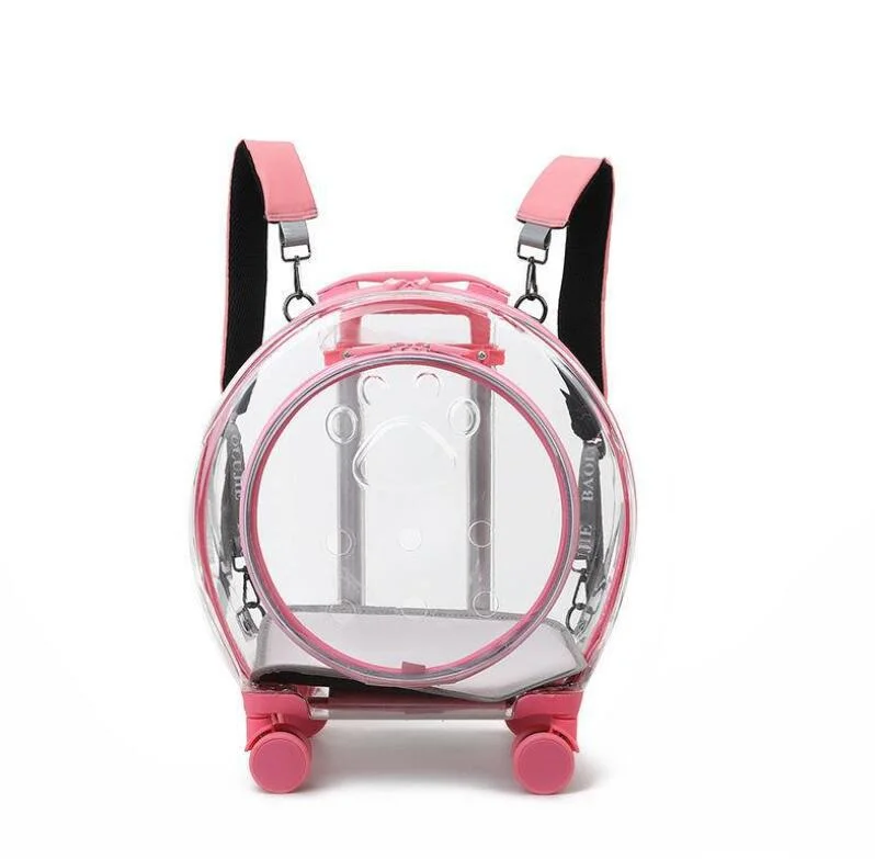 Pet Dog Trolley Backpack Portable Outdoor Cat Dog Carrier Bag Travel Wheeling Suitcase Pet Trolley Case