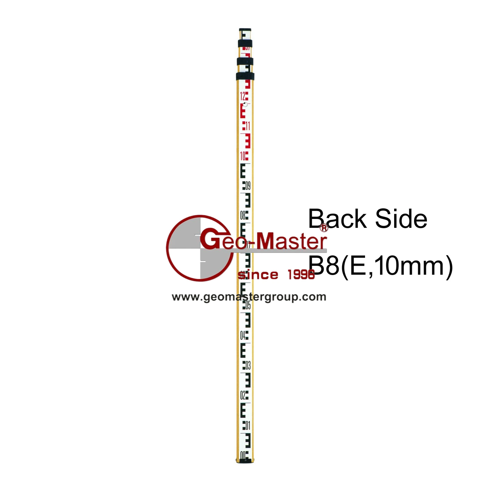 Geomaster Backtside Graduation (E, 10mm) for Aluminum and Fiberglass Leveling Staffs, Automatic Levels