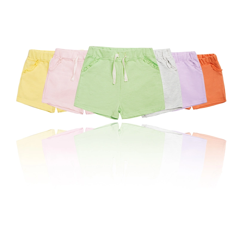 Shorts pour bébés et enfants filles avec logo personnalisé en coton éponge français, taille élastique avec cordons de serrage. Shorts pour tout-petits et enfants filles.