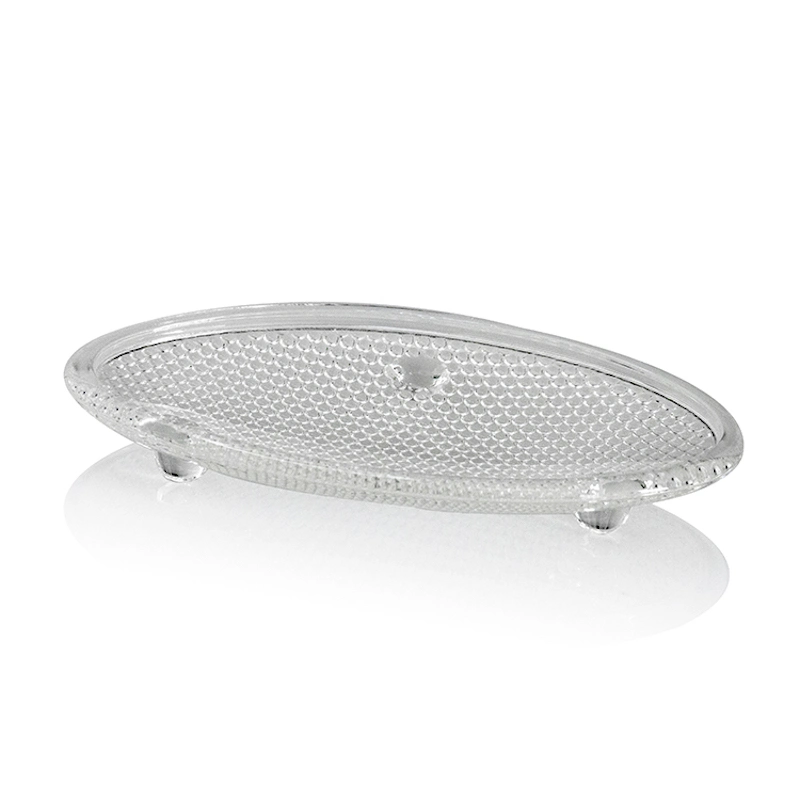 Ins Brief Glass Soap Dish Plate DOT Embossment with Feet Home Hotel