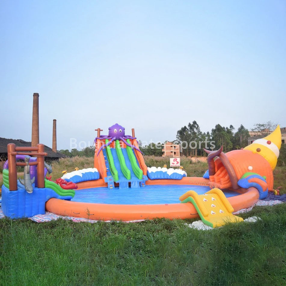 Piscina exterior Comercial niños/adultos PVC Inflatable Piscina Octopus agua con Diapositivas