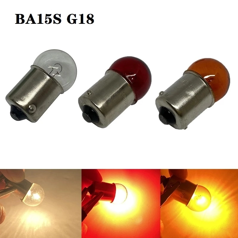 G18 R10W 12V 10W Ba15s 2405 Car Bulb Door Lights Clear Amber Recar External Lights Side Turn Signals Bulb Auto Halogen Lamp