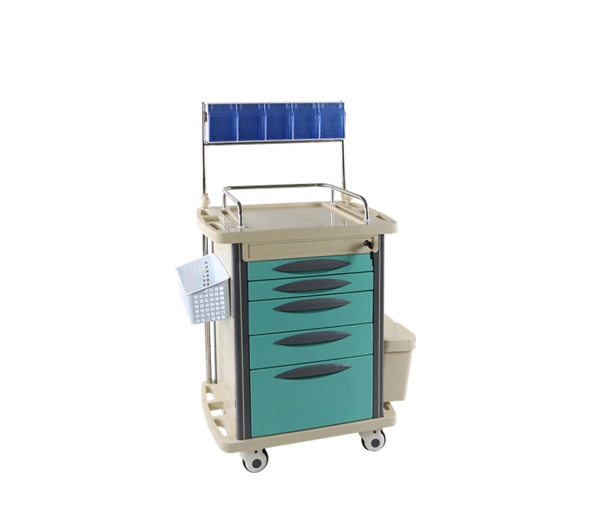 Hospital Anesthesia Trolley Best Selling ABS Plastic with 5 Drawers Hospital Furniture Traditional Caster 5 Decks