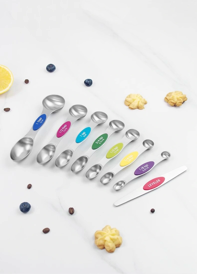 Stainless Steel Magnetic Measuring Spoons Set Dual Sided Baking Tool