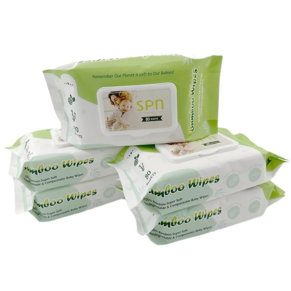 Estufas Flushable NonwOvens / com Aloe Vera / Limpeza Wipe / desinfecção antibacteriana Wipe / Bamboo biodegradável Toalhetes húmidos/toalhete de algodão húmido/tecido húmido OEM Eco Baby Care