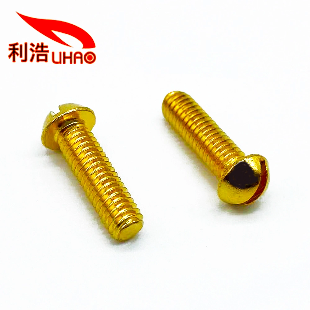 Pure Copper Brass with Gold-Plating Slotted Cross Phillips Pan Head Screw