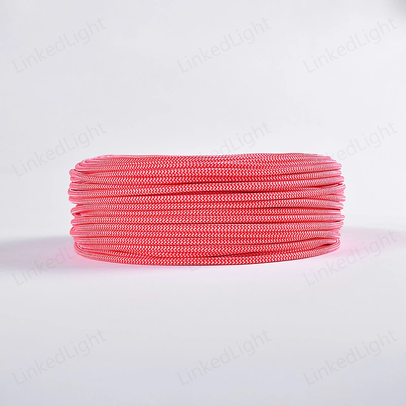 Red White Weaving Fabric Braided Textile Electrical Wire