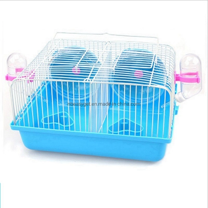 Le hamster transporteur pour les voyages Pet Mallette de transport transporteur Portable Cottage cobaye Transporteur pour deux petites habitat animal avec roue de hamster, bouteille d'eau12579 ESG