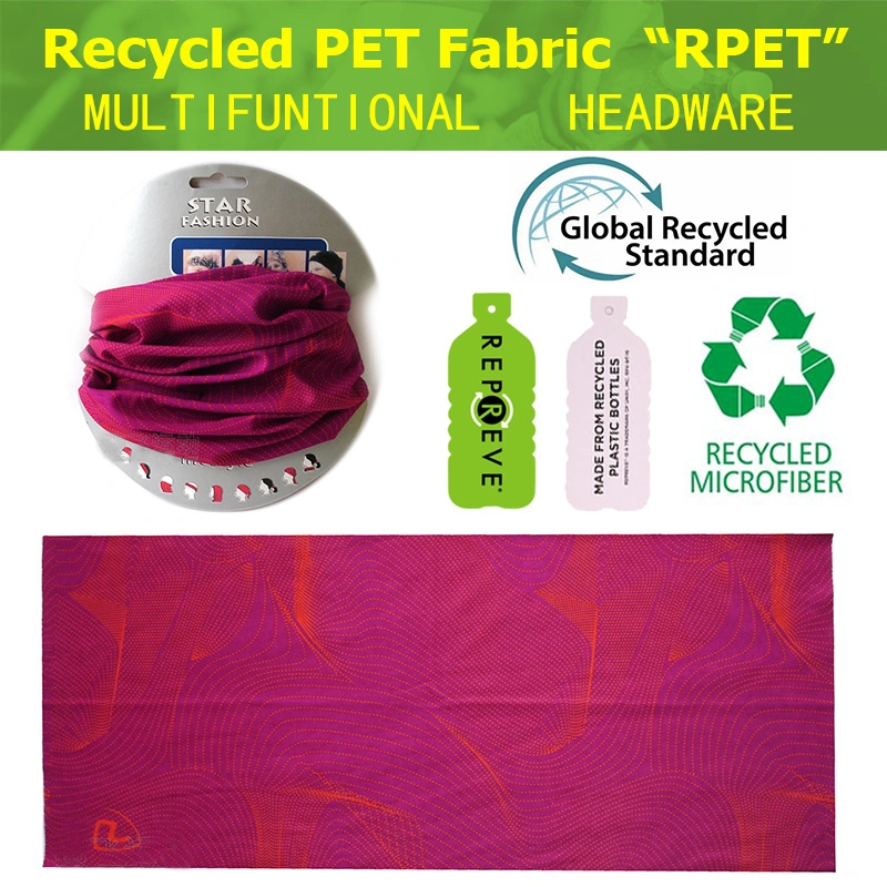 Recycled Plastic Bottles Material Multifunctional Magic Tube Scarf 100% RPET Bandana