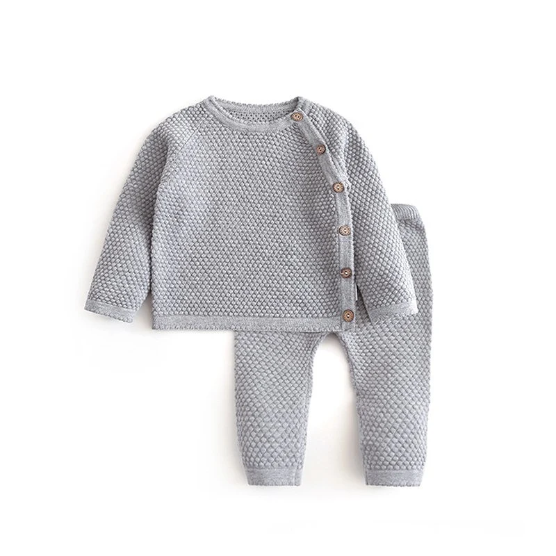 Manufacturer China Good Quality Competitive Price New Fashion Solid Color Sweater and Pants Set Children Wear Little Girls Apparel Kids Baby Sweaters