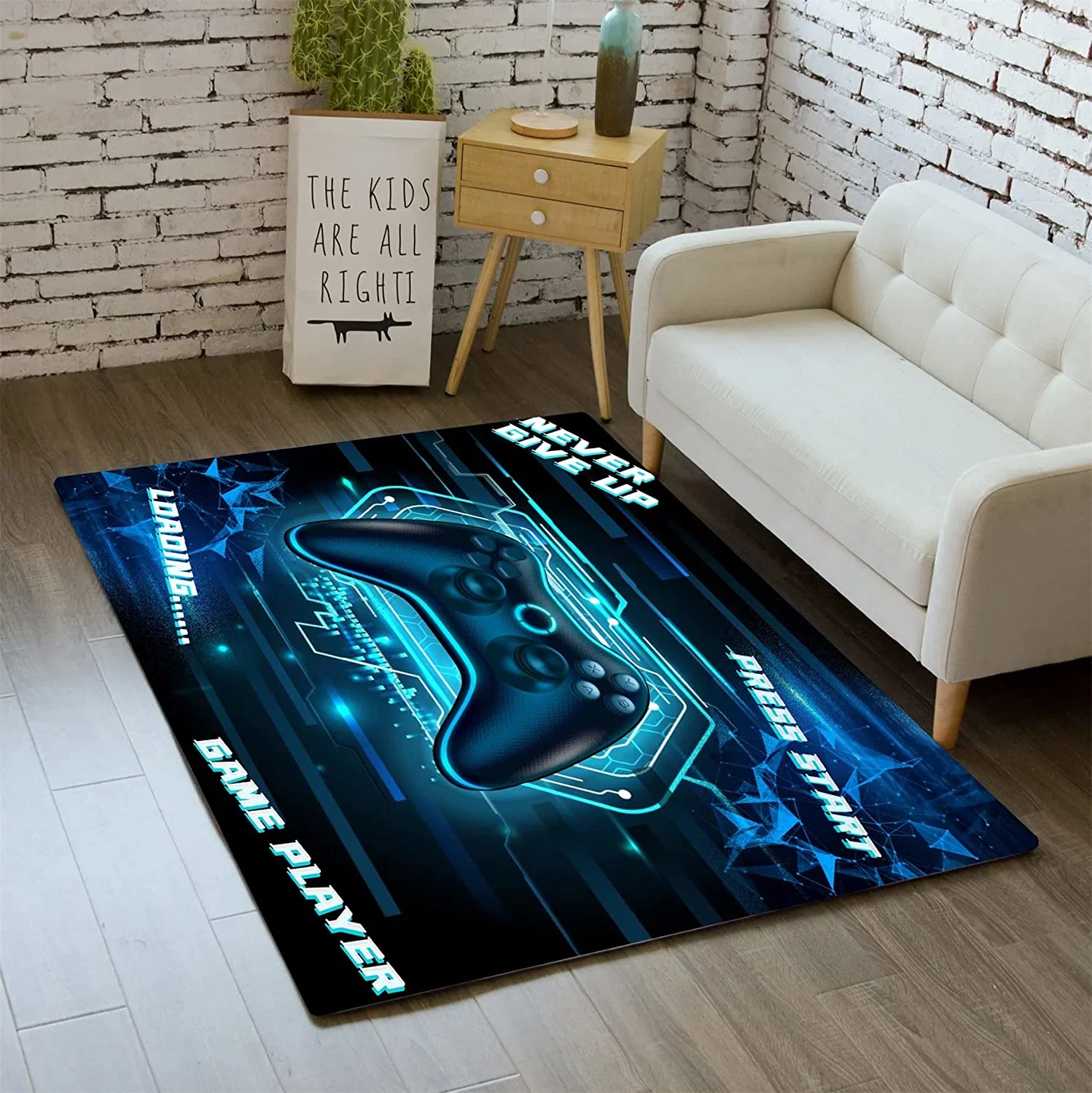 120X80cm Gaming Area Rug for Kids Bedroom 3D Printed Gamepad Gamer Rug Boys Teens Playroom Doormat Floor Mat Game Rug