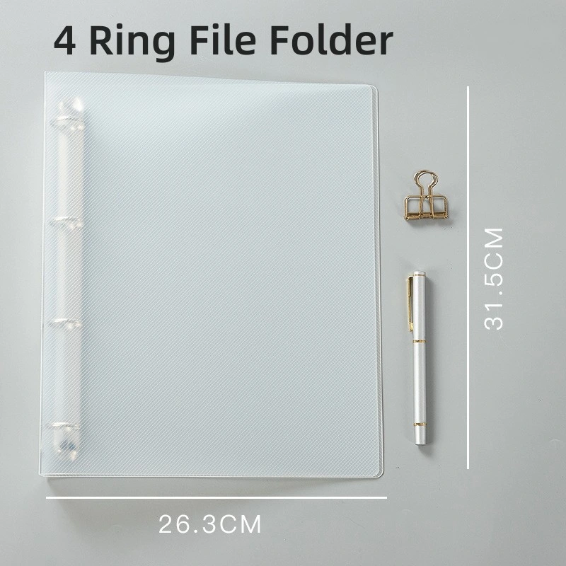 4 anillos Translucent Waterproof PP Cover D Ring Clip File Organizador anillo carpeta de archivos Office suministros Mayorista/Proveedors de escritorio