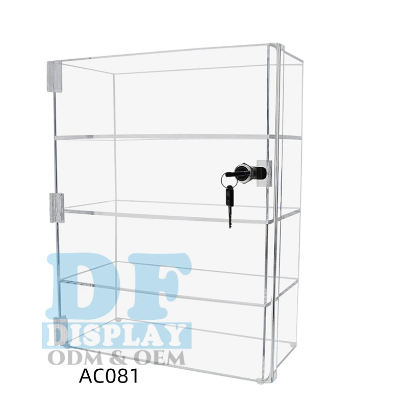 Diseño de pantalla acrílica Estante organizador de la caja de almacenamiento, pantalla de cristal de captura de los casos, 5 niveles con 4 estantes desmontables para la decoración del hogar, la Feria y almacenar