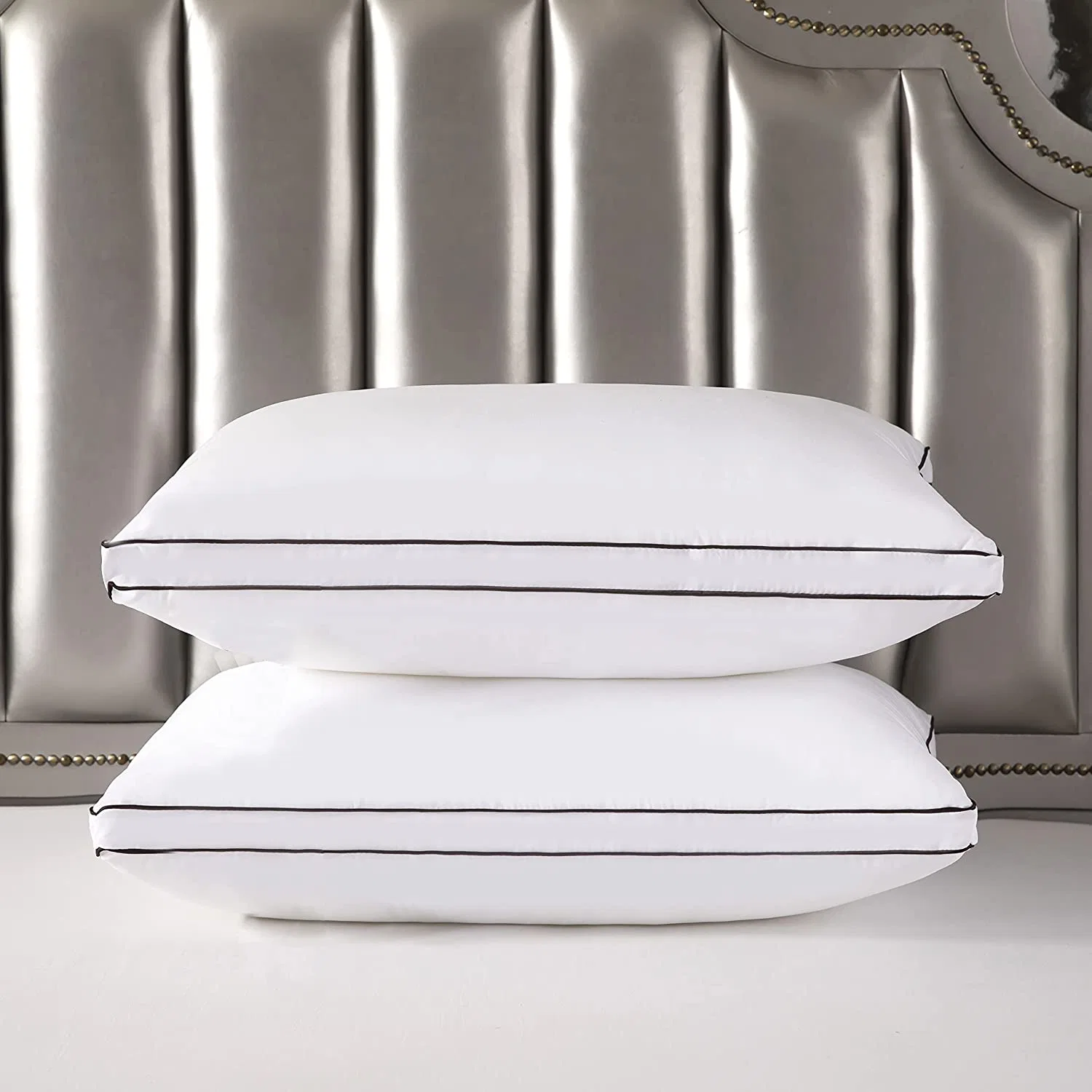 Almohadas Cama de tamaño estándar para dormir en exceso de almohadas almohadas alternativa Premium Plush almohadas para traviesas de lateral y posterior Set de 2