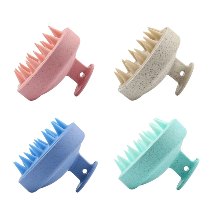 Private Logo Biodegradable Wheat Straw Hair Shampoo Brush Slicone Hair Scalp Massager