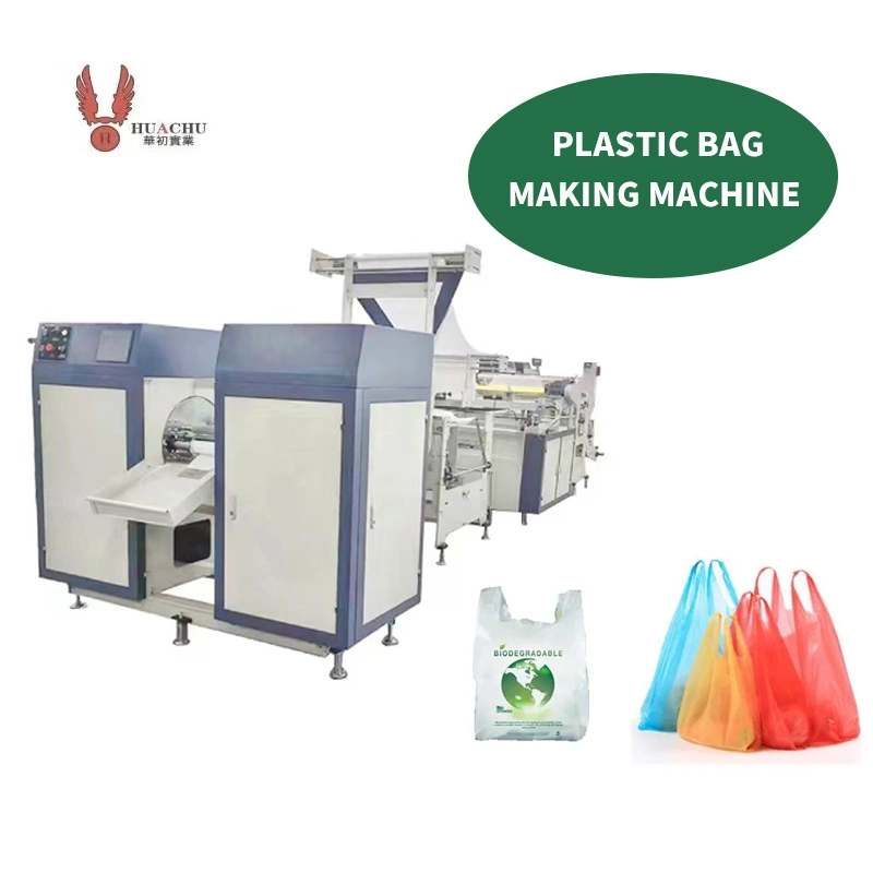 HDPE LDPE PE Nylon Chicken Biodegradable Cloth Patch Carry Poly Nylon Polythene Garbage T-Shirt Shopping Plastic Bag Making Machine Price