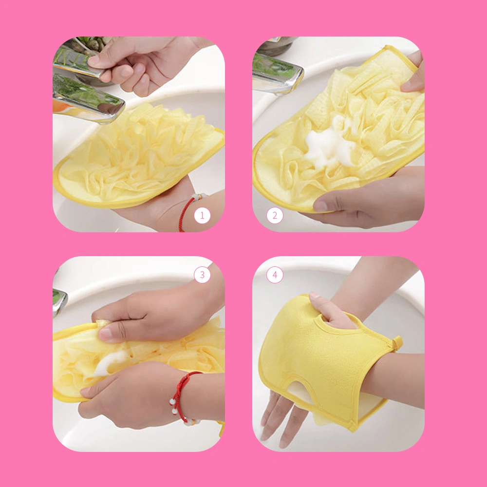 Low MOQ Body Bath Soap Gloves Sponge Mesh Nylon Sponge Flower Glove