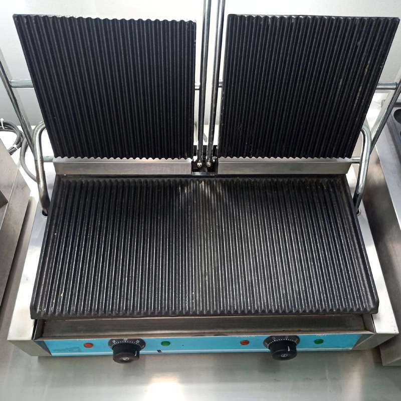 Single Plate Half Grooved Contact Panini Grill for Kitchen