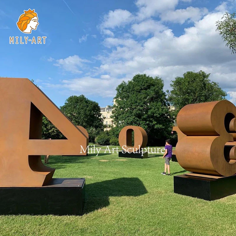 Large Outdoor Metal Corten Steel Number Sculpture for Decoration