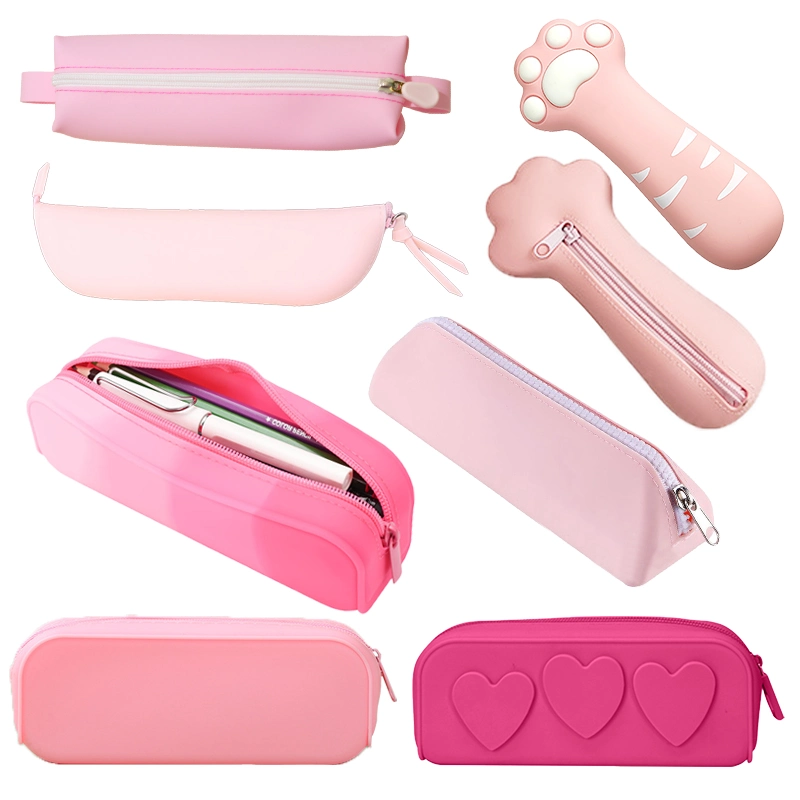 Pencil Case Colorful Silicone Waterproof Pencil Pouch Portable Pen Bag Stylish Small Office Stationery for Adults Kids