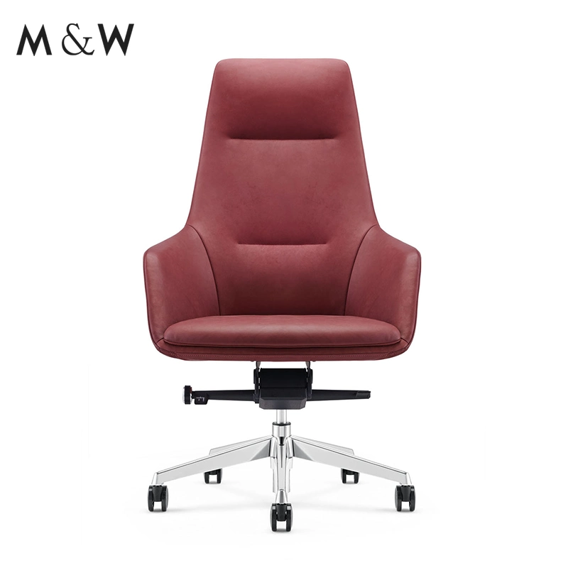 M&W General Manager Office Furniture Genuine Leather Chair Swivel Office Chair with Headrest