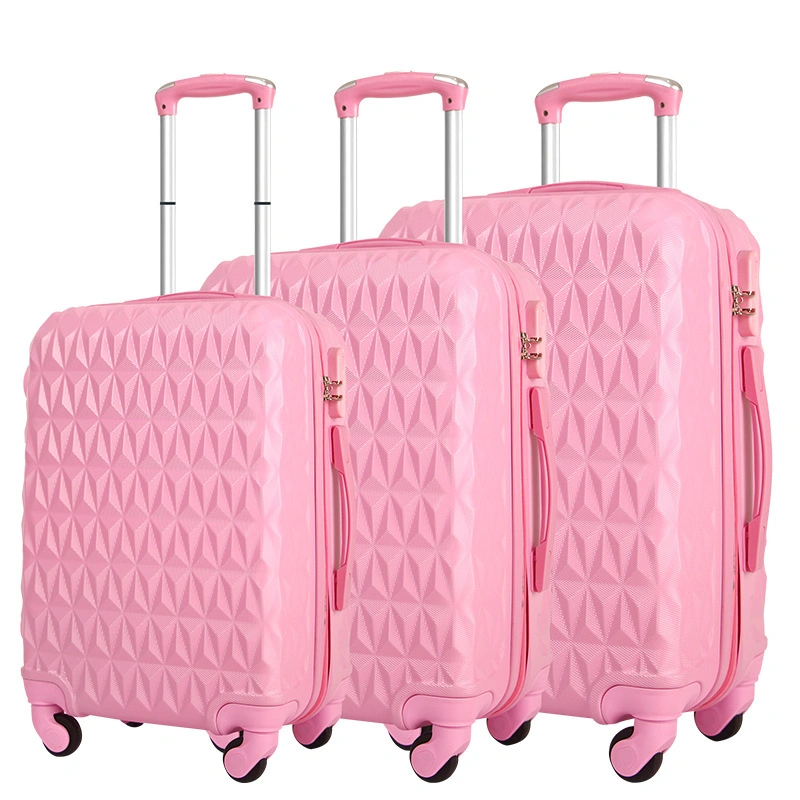 3 PCS Diamond Pattern ABS 20 24 28 Inch Suitcase Travel Luggage Set